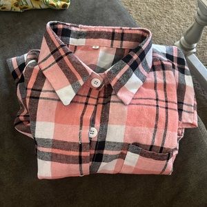 Pink stripped flannel size small